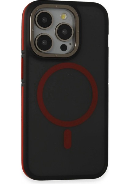 Ieg iPhone 15 Pro Max Rocky Magsafe Kapak - Siyah-Kırmızı