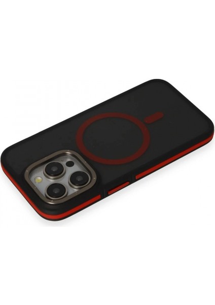 Ieg iPhone 15 Pro Max Rocky Magsafe Kapak - Siyah-Kırmızı modelleri
