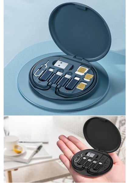 60W Destekli Kablo Kutusu Seyahat Kablo Seti 5'i 1 Arada USB Type-C Şarj Kablosu Seti ( Lisinya )