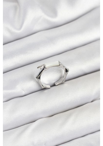 Bfs Pirinç Gümüş Renk Kemik Model Kadın Yüzük