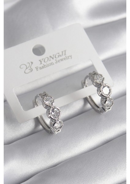 Bfs Pirinç Gold Renk Zirkon Taşlı Kalp Detay Kadın Küpe