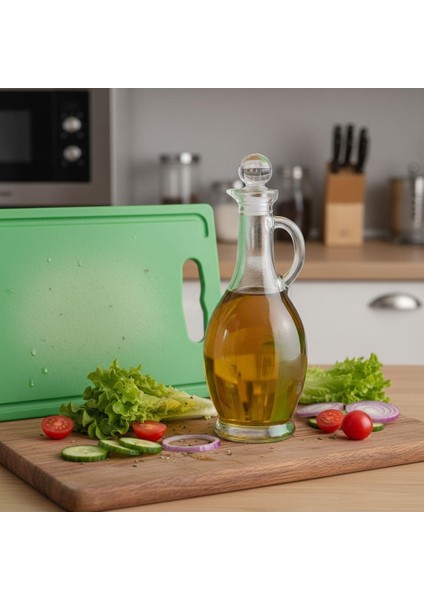 Kulplu Yağdanlık - 500 ml Kristal Tıpalı Zeytinyağ Şişesi 1 Adet