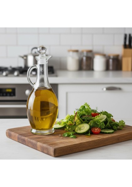 Kulplu Yağdanlık - 500 ml Kristal Tıpalı Zeytinyağ Şişesi 1 Adet fırsatları