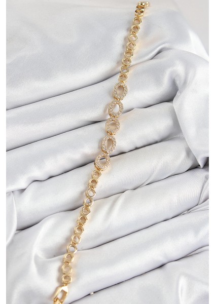 Bfs Pirinç Zirkon Taşlı Oval Model Gold Renk Kadın Bileklik fiyatları