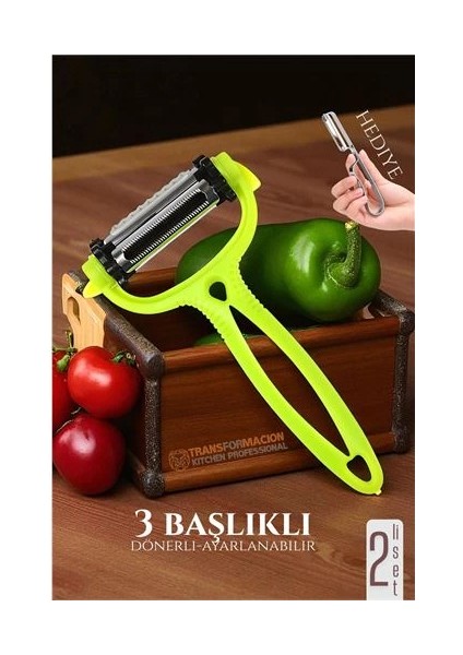 Bfs 3 Bıçaklı Soyacak Seti - Sebze Soyacağı Profesyonel Paslanmaz Çelik 2 Li Set