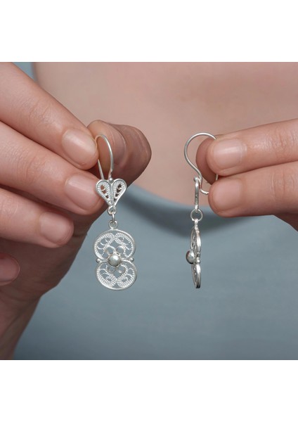 Gümüş Çiçek Motifli Telkari Kadın Küpe modelleri