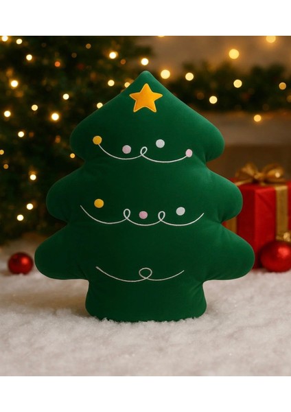 Soft Hello Kitty, Noel Baba, Çam Ağacı Figürlü Lüks Peluş Yastık
