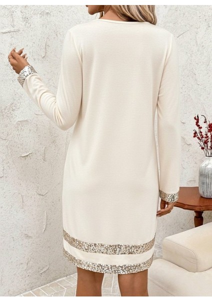 Kadın Uzun Kollu Bisiklet Yaka Mini Ithal Krep Elbise modelleri