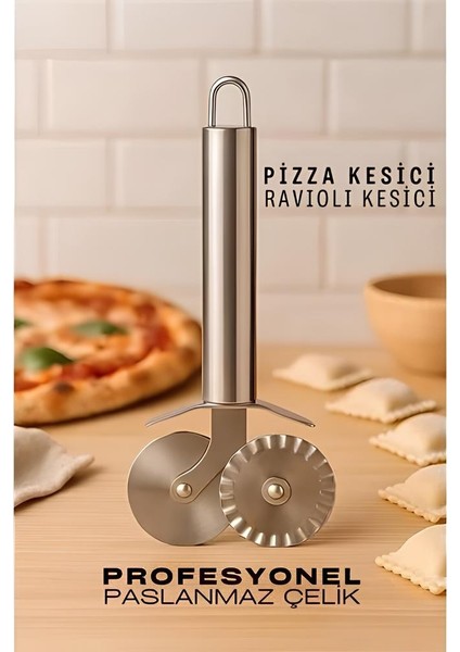 Pizza Kesici Profesyonel Çelik Hamur Ravioli Kesici