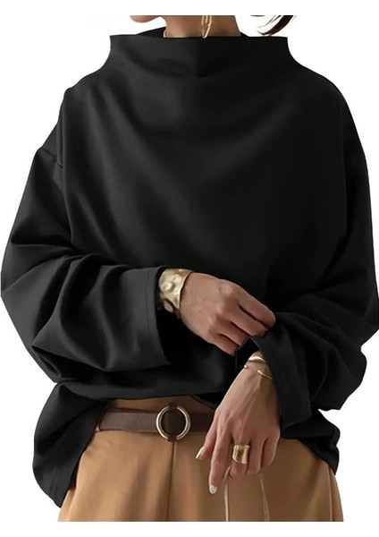 Kadın Uzun Kollu Geniş Balıkçı Yaka Modal Bluz modelleri