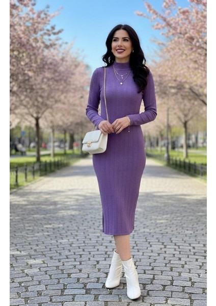 Kadın Uzun Kollu Balıkçı Yaka Triko Elbise