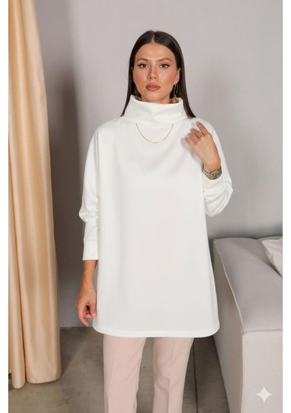 Kadın Uzun Kollu Balıkçı Yaka Scuba Tunik