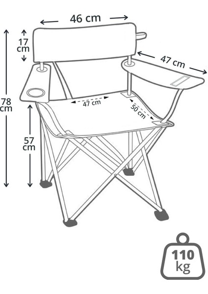 Qufi Katlanır Kamp Piknik Sandalyesi Rejisör Koltuğu 2 Adet + Kamp Sehpası Set - Kırmızı