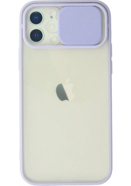 Ieg iPhone 12 Kılıf Palm Buzlu Kamera Sürgülü Silikon - Lila