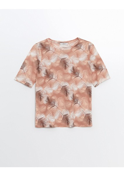 Yeni Sezon Bisiklet Yaka Desenli Kısa Kollu Kadın Tişört indirimleri