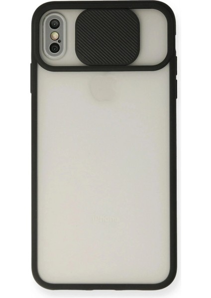 Ieg iPhone Xs Max Kılıf Palm Buzlu Kamera Sürgülü Silikon - Siyah