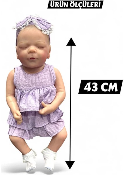 43 cm Aksesuarlı Gerçekçi Bebek %100 Silikon Yumuşak Doku Aksesuarlı Bebek-Soft fırsatları