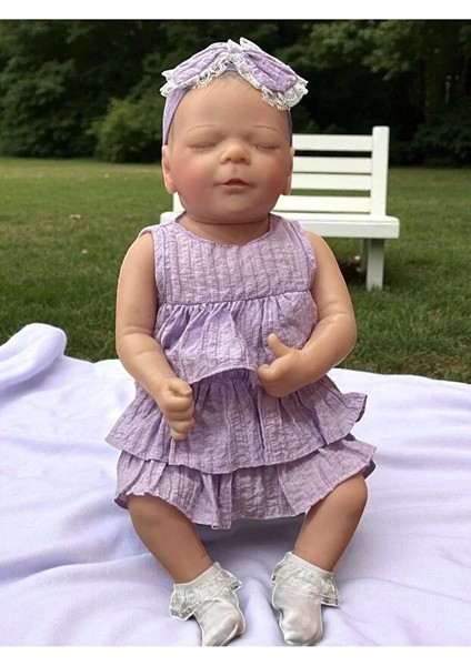 43 cm Aksesuarlı Gerçekçi Bebek %100 Silikon Yumuşak Doku Aksesuarlı Bebek-Soft