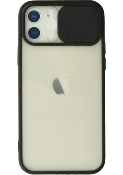 Ieg iPhone 12 Kılıf Palm Buzlu Kamera Sürgülü Silikon - Siyah