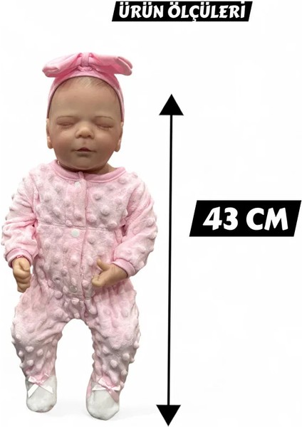 43 cm Aksesuarlı Gerçekçi Bebek %100 Silikon Yumuşak Doku Aksesuarlı Bebek-Soft