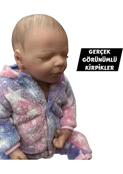 43 cm Aksesuarlı Gerçekçi Bebek %100 Silikon Yumuşak Doku Aksesuarlı Bebek-Soft Yumuşak fırsatları