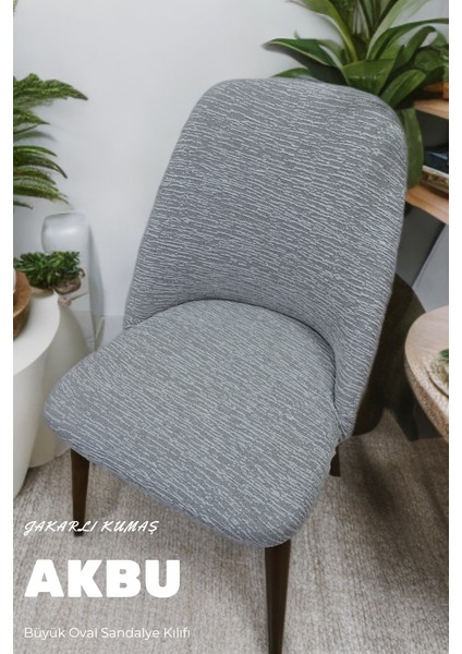 Mutfak Sandalye Kılıfı Büyük Oval Jakarlı Yıkanabilir Streç Lastikli Sandalye Örtüsü 6 Adet fiyatları