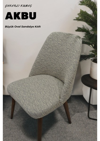 Mutfak Sandalye Kılıfı Büyük Oval Jakarlı Yıkanabilir Streç Lastikli Sandalye Örtüsü 6 Adet fiyatları