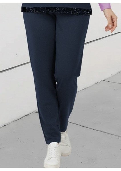 Kadın Uzun Kollu Bisiklet Yaka Çizgili Desen Iki Iplik Bluz ve Pantolon Ikili Takım modelleri