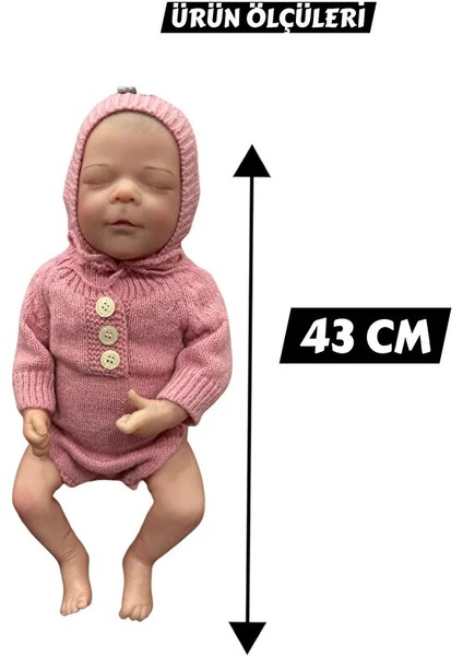 43 cm Aksesuarlı Gerçekçi Bebek %100 Silikon Yumuşak Doku Aksesuarlı Bebek-Soft Yumuşak fırsatları