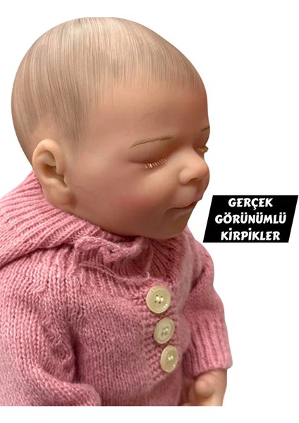 43 cm Aksesuarlı Gerçekçi Bebek %100 Silikon Yumuşak Doku Aksesuarlı Bebek-Soft Yumuşak