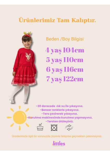 Yılbaşı Temalı Geyik Desenli Taç Hediyeli Kırmızı Renk Tütülü Şardonlu Kız Çocuk Elbise fiyatları