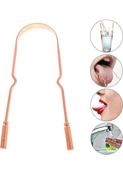 Bakır Oil Pulling Yağ Çekme Dil Plak Temizleme Aleti Dil Fırçası Sıyırıcı Dil Kaşığı