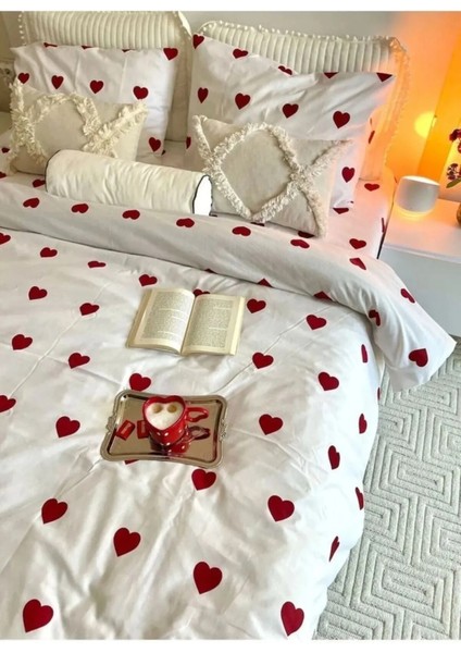 Kalp Desen Çift Kişilik Nevresim Takımı fırsatları