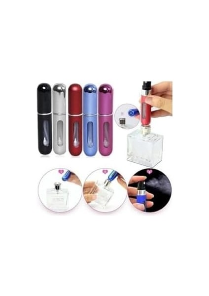 Tineke Parfüm Şişesi Çanta Içi Mini Doldurulabilir Seyahat Cep Yedek Parfüm Şişesi 5 ml