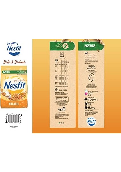 Nestlé Nesfit Ballı ve Bademli Tam Tahıl ve Pirinç Gevreği 400 G