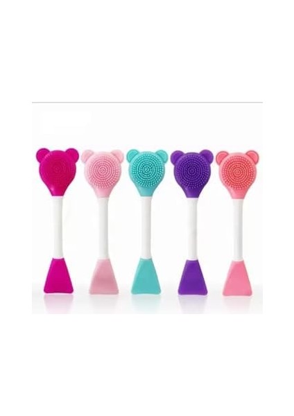 Tineke 3 In 1 Ayıcık Silikon Maske Sürme Peeling ve Temizleme Firçası Silikon Maske Spatulası