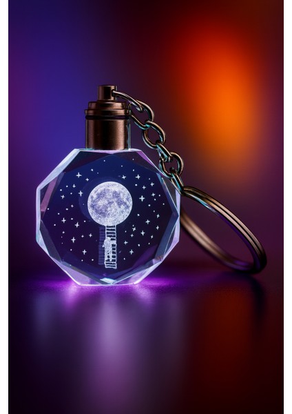 Astronot Tasarımlı Renk Değiştiren Kristal Anahtarlık