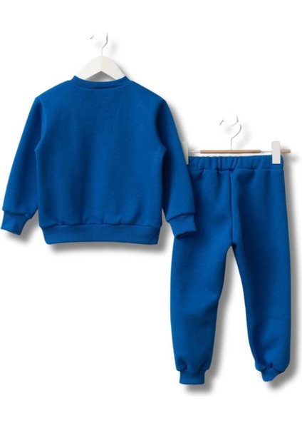 Bluey Baskılı Beli Lastikli Pamuklu Kumaş Şardonlu Mavi Renk Erkek Çocuk Alt Üst Takım indirimleri