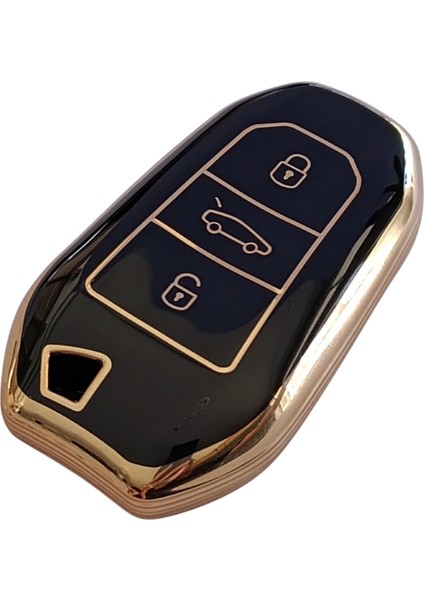 Proace Rifter Berlingo Combo Ds Uyumlu Smart Kumanda Anahtar Kılıfı Oto Anahtarlık Siyah Gold modelleri
