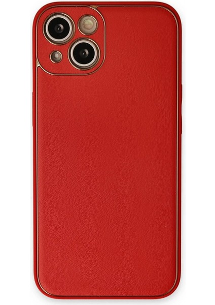 Ieg iPhone 14 Plus Kılıf Coco Deri Silikon Kapak - Kırmızı