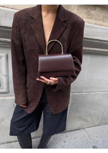 Ilot.ıstanbul | Gold Yuvarlak Metal Saplı Mini Kutu Kahverengi Abiye El ve Omuz Çantası fiyatları