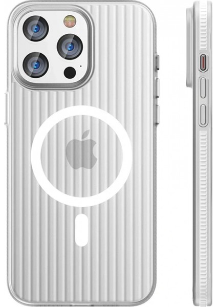 Ieg iPhone 15 Pro Max Line Magsafe Kapak - Beyaz