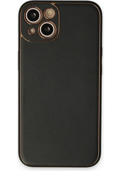 Ieg iPhone 14 Plus Kılıf Coco Deri Silikon Kapak - Siyah