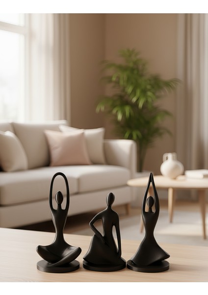 Soyut Modern Heykeller 3'lü Dekoratif Biblo Obje Aksesuar