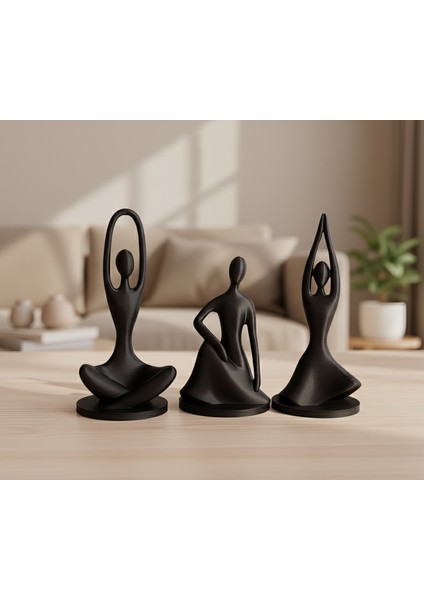 Soyut Modern Heykeller 3'lü Dekoratif Biblo Obje Aksesuar modelleri