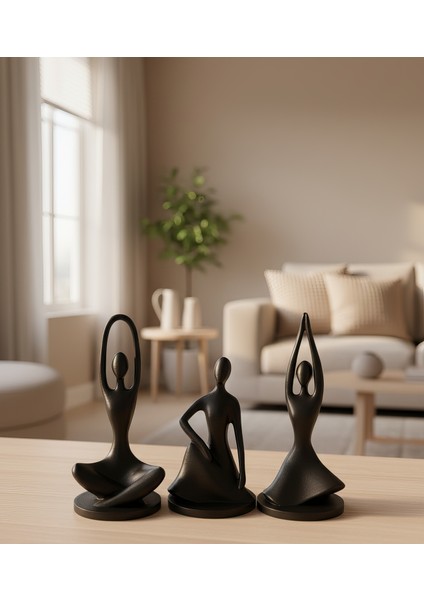 Soyut Modern Heykeller 3'lü Dekoratif Biblo Obje Aksesuar fırsatları