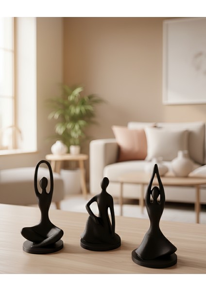 Soyut Modern Heykeller 3'lü Dekoratif Biblo Obje Aksesuar indirimleri