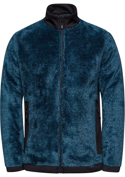 San Diago Erkek Tam Fermuarlı Çizgili Polar Lacivert