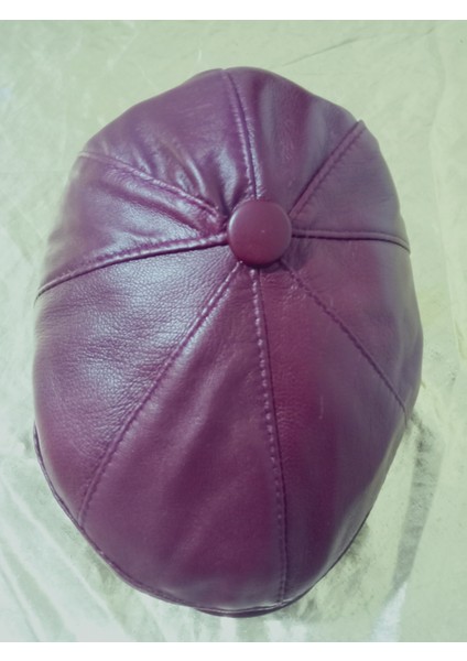 Unisex Hakiki Deri Bordo Kasket Klasik Kasket Lastikli Şapka