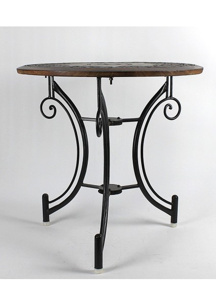 Eskitme Ahşap Ferforje Oymalı Yuvarlak Sehpa 60X60X59 Cm. modelleri